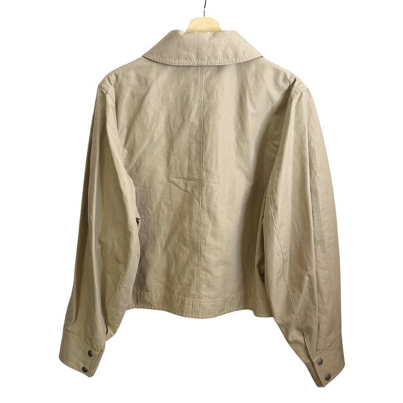 COS Oversized Boxy Crop Jacket Beige 14 Minimalist Quiet Luxury Linen‎ Capsule - Picture 2 of 6